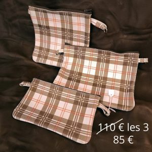 3 pochettes zippées
