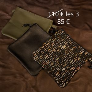 3 pochettes zippées